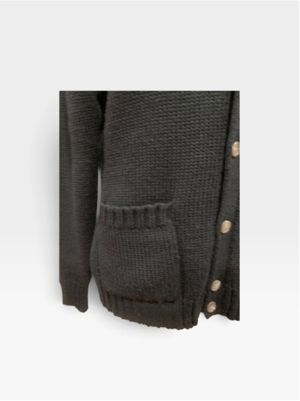 Vntg 90’s Women’s Ralph Lauren Wool Cardigan Sweater Size L Black Brown Patch - Picture 2 of 6